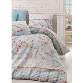 Eponj Home Birdcage Turkuaz Çift Kişilik Nevresim Takımı