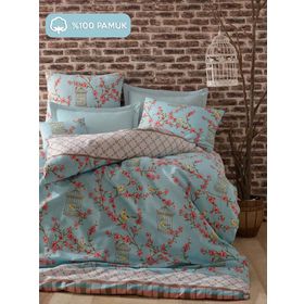 Eponj Home Birdcage Turkuaz Çift Kişilik Nevresim Takımı