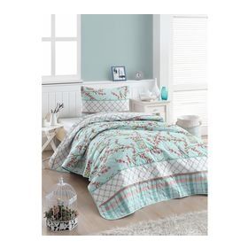Eponj Home Birdcage Turkuaz Kapitone Tek Kişilik Yatak Örtüsü Takımı