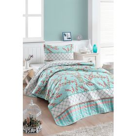 Eponj Home Birdcage Turkuaz Kapitone Tek Kişilik Yatak Örtüsü Takımı