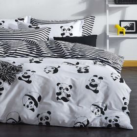 Eponj Home B&W Çift Kişilik Panda Nevresim Takımı