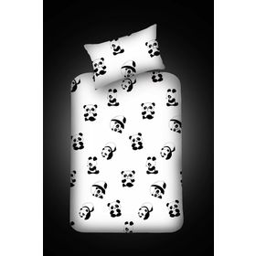 Eponj Home B&W Lastikli Tek Kişilik Panda 100x200 cm Çarşaf