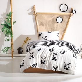 Eponj Home B&W Panda Tek Kişilik Nevresim Takımı