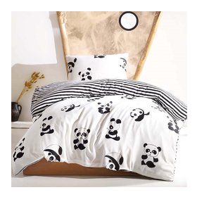 Eponj Home B&W Panda Tek Kişilik Nevresim Takımı