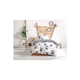 Eponj Home B&W Panda Tek Kişilik Nevresim Takımı