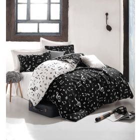Eponj Home Çift Kişilik B&W Melodiy Kolay Ütülenir Nevresim Takımı