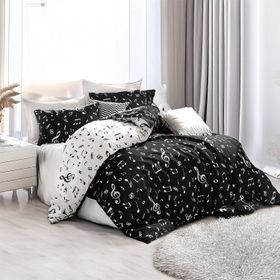 Eponj Home Çift Kişilik B&W Melodiy Kolay Ütülenir Nevresim Takımı
