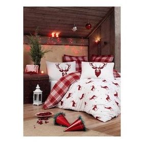 Eponj Home Çift Kişilik Geyik Bordo Mature Nevresim Seti