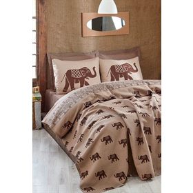 Eponj Home Doğal Baskılı Çİft Kişilik Fil Kahve Pike