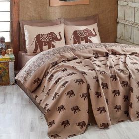 Eponj Home Doğal Baskılı Çİft Kişilik Fil Kahve Pike