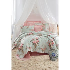 Eponj Home EP-024693 Baskılı Çift Kişilik Alanur Mint Pike Seti