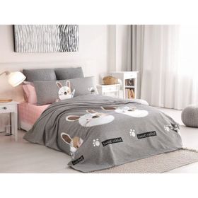Eponj Home EP-024767 Baskılı Tavşancık Açık Kahve Gri Pembe Tek Kişilik Pike Seti