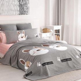 Eponj Home EP-024767 Baskılı Tavşancık Açık Kahve Gri Pembe Tek Kişilik Pike Seti