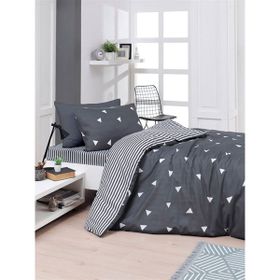 Eponj Home EP-025992 Üçgen Gri Kolay Ütülenir Tek Kişilik Nevresim Takımı