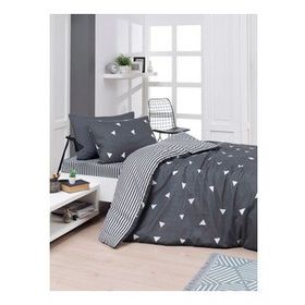 Eponj Home EP-025992 Üçgen Gri Kolay Ütülenir Tek Kişilik Nevresim Takımı