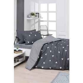 Eponj Home EP-025992 Üçgen Gri Kolay Ütülenir Tek Kişilik Nevresim Takımı
