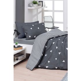 Eponj Home EP-025992 Üçgen Gri Kolay Ütülenir Tek Kişilik Nevresim Takımı