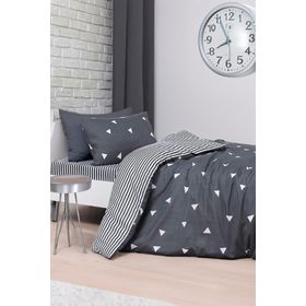 Eponj Home EP-025992 Üçgen Gri Kolay Ütülenir Tek Kişilik Nevresim Takımı