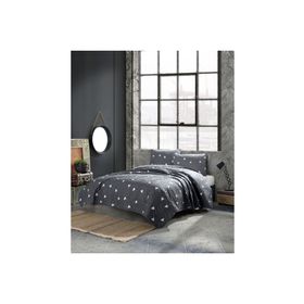 Eponj Home EP-025996 Kapitone Tek Kişilik Üçgen Gri Yatak Örtüsü Seti