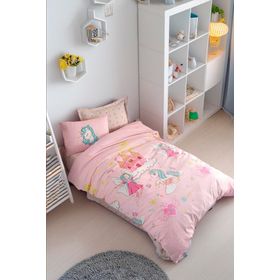 Eponj Home EP-027094 Unicorn Dreams Pembe Kolay Ütülenir Tek Kişilik Nevresim Takımı