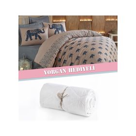 Eponj Home Fil Kapitone Çift Kişilik Mavi Yatak Örtüsü Seti