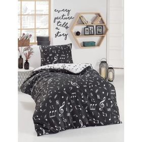 Eponj Home Junior Melodiy Siyah Beyaz Tek Kişilik Nevresim Takımı