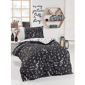 Eponj Home Junior Melodiy Siyah Beyaz Tek Kişilik Nevresim Takımı