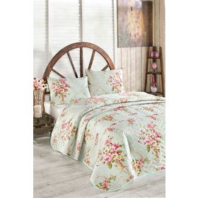 Eponj Home Kapitone Alanur Mint Çift Kişilik Yatak Örtüsü Seti