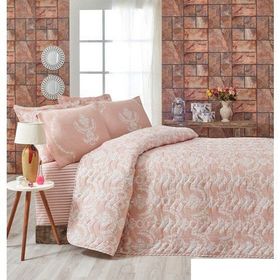 Eponj Home Kapitone Pure Pudra Çift Kişilik Yatak Örtüsü Seti