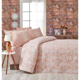 Eponj Home Kapitone Pure Pudra Çift Kişilik Yatak Örtüsü Seti