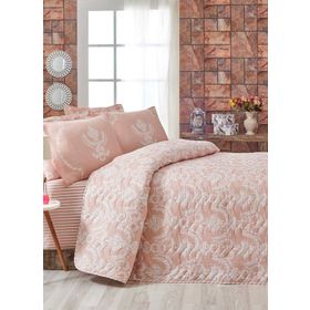 Eponj Home Kapitone Pure Pudra Çift Kişilik Yatak Örtüsü Seti