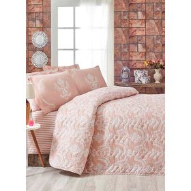Eponj Home Kapitone Pure Pudra Çift Kişilik Yatak Örtüsü Seti