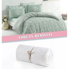 Eponj Home Kapitone Pure SuYeşili Çift Kişilik Yatak Örtüsü Seti