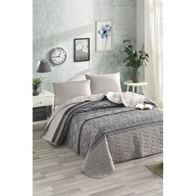 Eponj Home Kapitone Tek Kişilik Creative Gri Yatak Örtüsü Seti