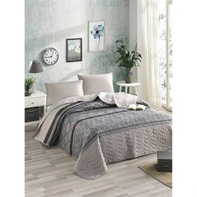 Eponj Home Kapitone Tek Kişilik Creative Gri Yatak Örtüsü Seti