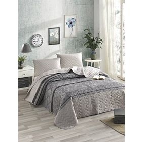 Eponj Home Kapitone Tek Kişilik Creative Gri Yatak Örtüsü Seti