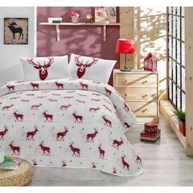 Eponj Home Kapitone Tek Kişilik Geyik Bordo Yatak Örtüsü Seti