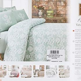 Eponj Home Kapitone Tek Kişilik Monstera Yeşil Yatak Örtüsü Seti