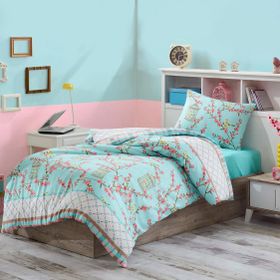 Eponj Home Kolay Ütülenir Birdcage Turkuaz Tek Kişilik Nevresim Takımı
