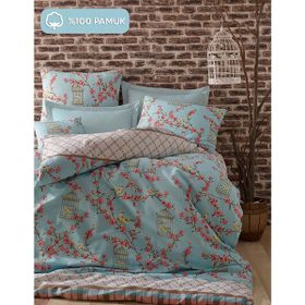 Eponj Home Kolay Ütülenir Birdcage Turkuaz Tek Kişilik Nevresim Takımı