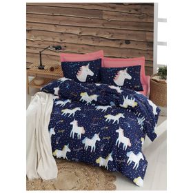 Eponj Home Magic Unicorn Lacivert Çift Kişilik Nevresim Takımı