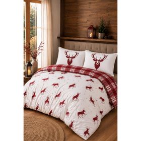 Eponj Home Mature Çift Kişilik Geyik Bordo Nevresim Takımı