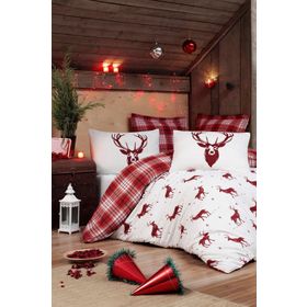 Eponj Home Mature Çift Kişilik Geyik Bordo Nevresim Takımı