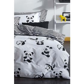 Eponj Home Mature Çift Kişilik Panda Siyah Nevresim Takımı