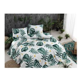 Eponj Home Monstera Yeşil Çift Kişilik Baskılı Pike Takımı