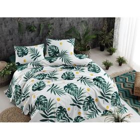 Eponj Home Monstera Yeşil Çift Kişilik Baskılı Pike Takımı