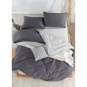 Eponj Home Paint Mix Siyah-Füme Çift Kişilik Nevresim Takımı