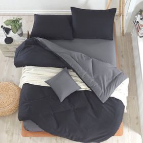 Eponj Home Paint Mix Siyah-Füme Çift Kişilik Nevresim Takımı
