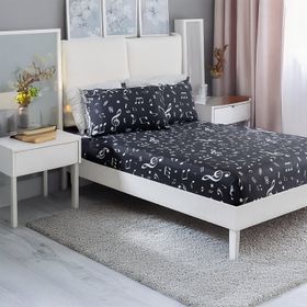 Eponj Home Pes Lastikli Tek Kişilik B&w Melodiy Siyah Çarşaf Seti
