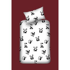 Eponj Home Pes Lastikli Tek Kişilik B&W Panda Çarşaf Seti